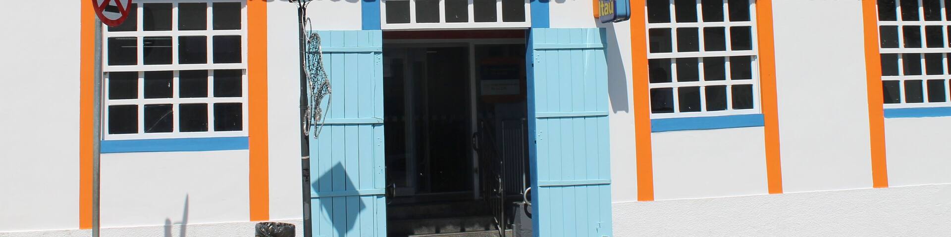 Goiás, Brazil - December, 13, 2023: "Itaú" bank branch with historic facade. Located in the city of Goiás, known in Brazil as "Goiás Velho".