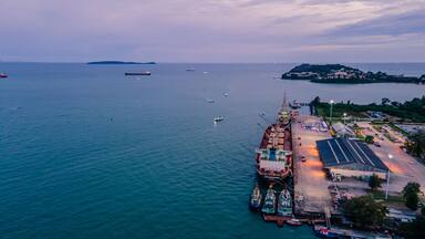 Deep sea port view, Phuket, Ao Makham, cruise ships, cargo ships can park. Wichit, Mueang Phuket, Phuket 83000 Thailand.