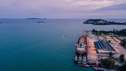 Deep sea port view, Phuket, Ao Makham, cruise ships, cargo ships can park. Wichit, Mueang Phuket, Phuket 83000 Thailand.