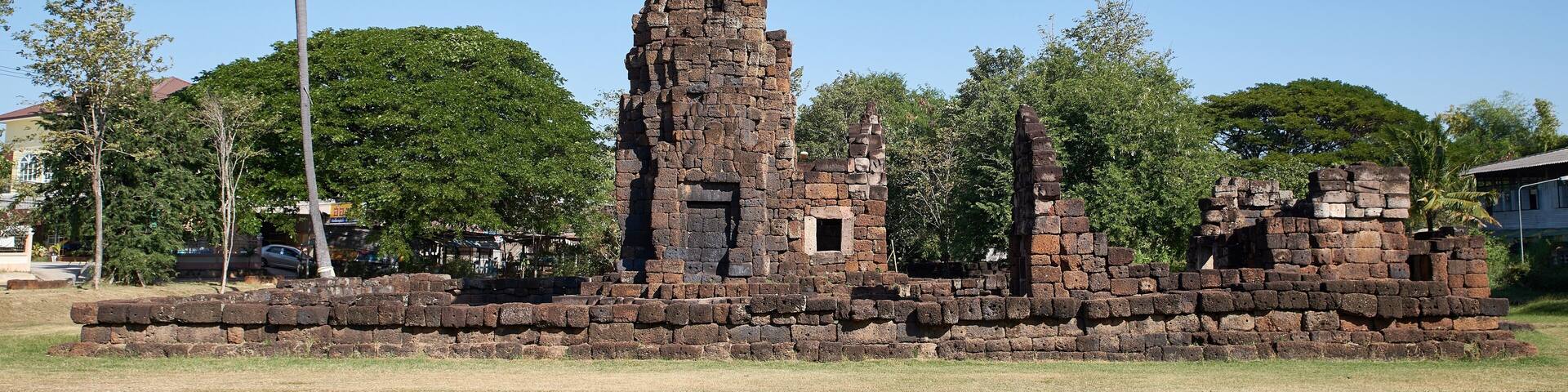 Side view of Prang Ku (ปรางค์กู่) in Chaiyaphum province, Thailand