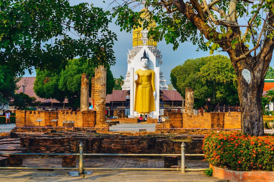 Ancient Buddha in temple of Phitsanulok thailand