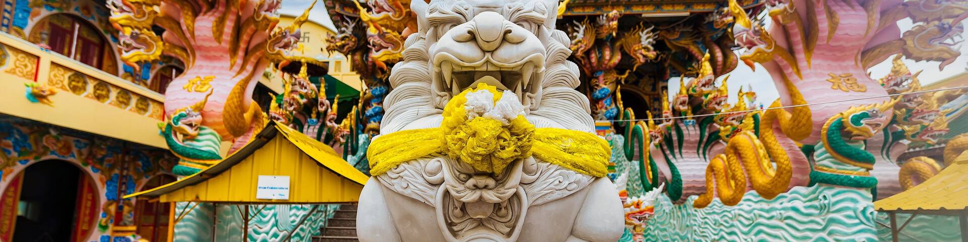 Nakhon Sawan, Thailand - March, 23, 2022 : Shrine Serpent king Chan Sen Is a Chinese style temple Created for people to worship gods.