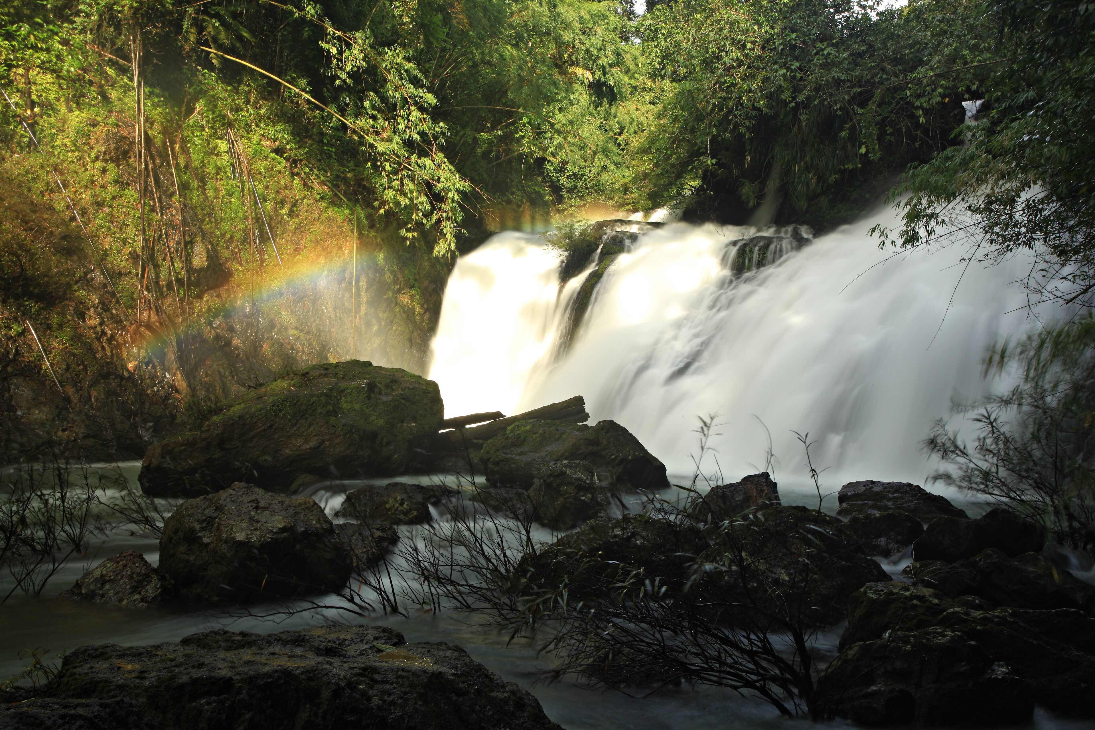 Nature and beauty of Haew Ta Chan Waterfall, a tourist attraction in Phato District, Chumphon Province, Thailand