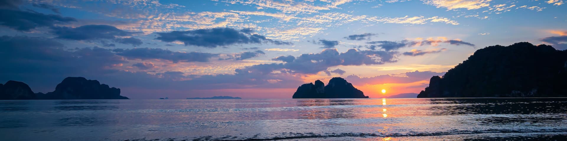 Keb Tawan Beach, Amphoe Palian, Trang. Beautiful sunset at Pak Meng Beach in Trang, Thailand.