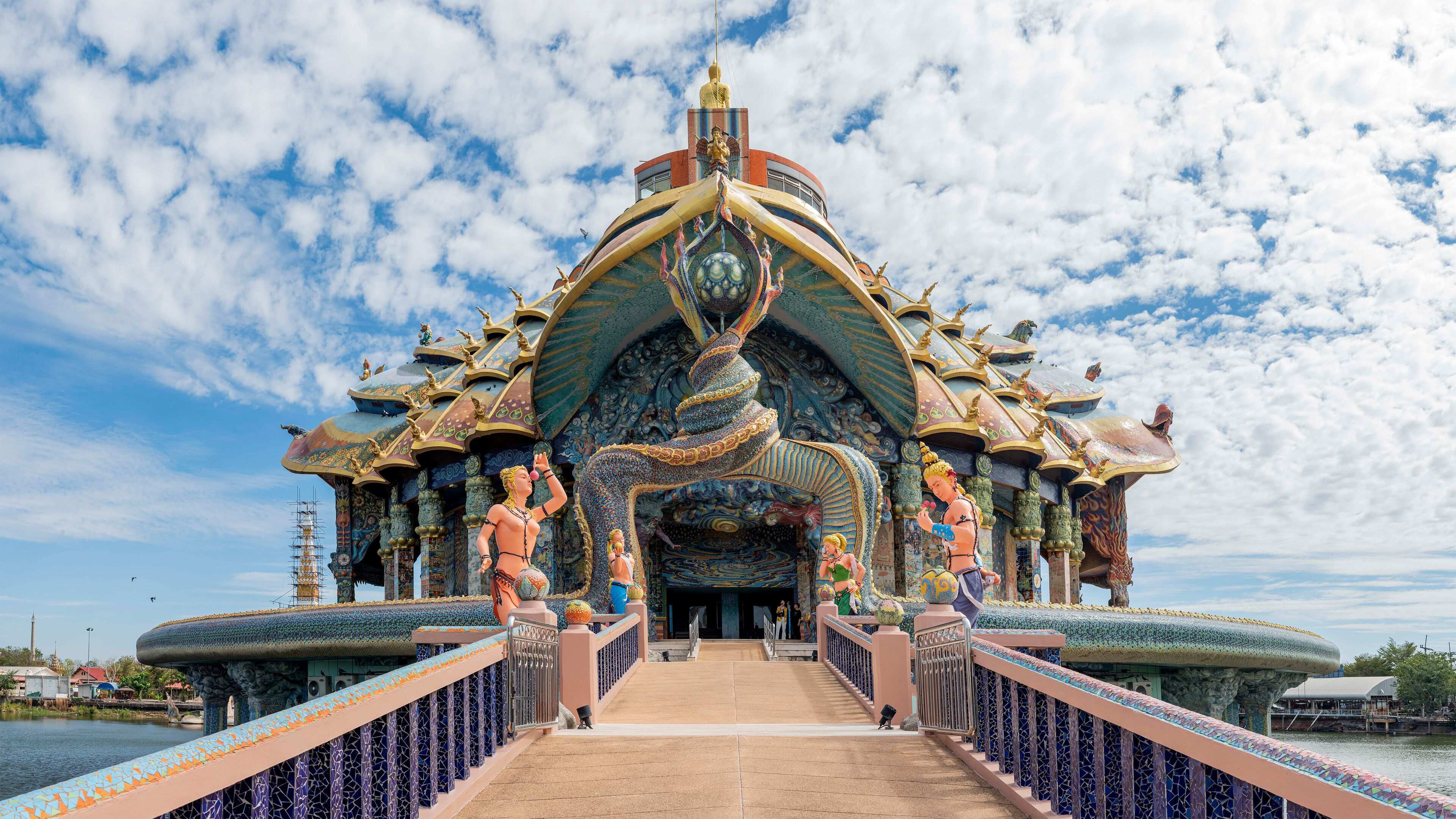 A temple with intricate designs and statues.