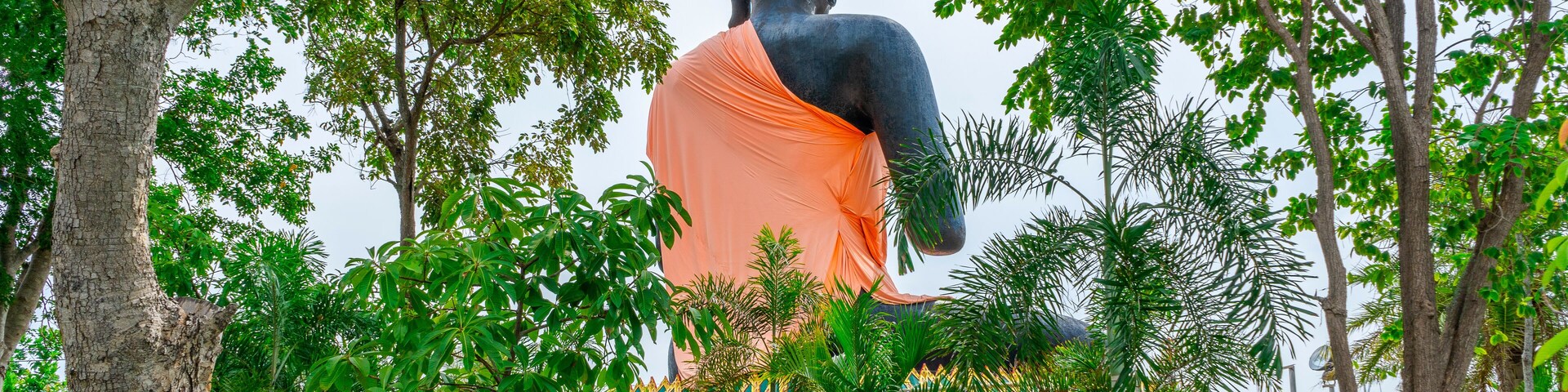 The backside of Jasper Buddha statue (Luang Pho Nin) Wat Chindaram, Bo Phloi District, Kanchanaburi, Thailand