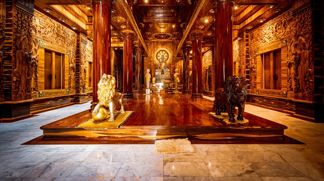 Chachoengsao, Thailand, 28 July 2023. Wat Nong Rua, Close-up of a Concreate statue of Buddha with a serene expression.
