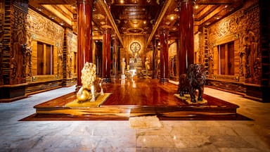 Chachoengsao, Thailand, 28 July 2023. Wat Nong Rua, Close-up of a Concreate statue of Buddha with a serene expression.