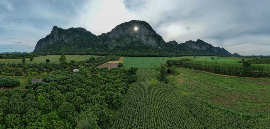 Sunlight through Khao Talu Pass or Heaven's Eyes, Klong Hat District, Sa Kaeo Province, Thailand.