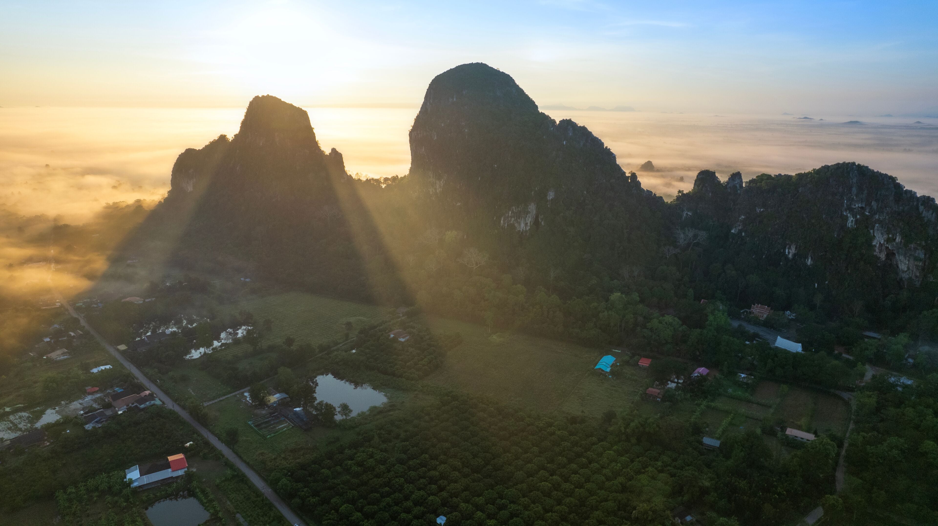Sea of ​​mist and morning sunlight at Khao Chakan  Sa Kaeo Province, Thailand