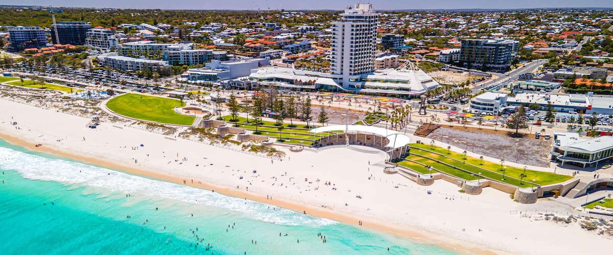 Aerial view of Scarborough Beach, Perth.