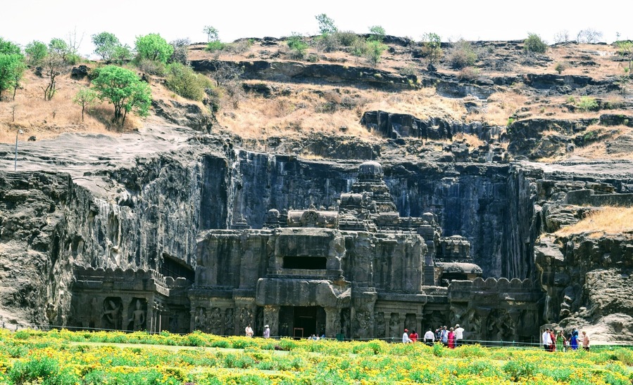 Kailash, the largest single rock cut temple built during the time of the Rashtrakutas.