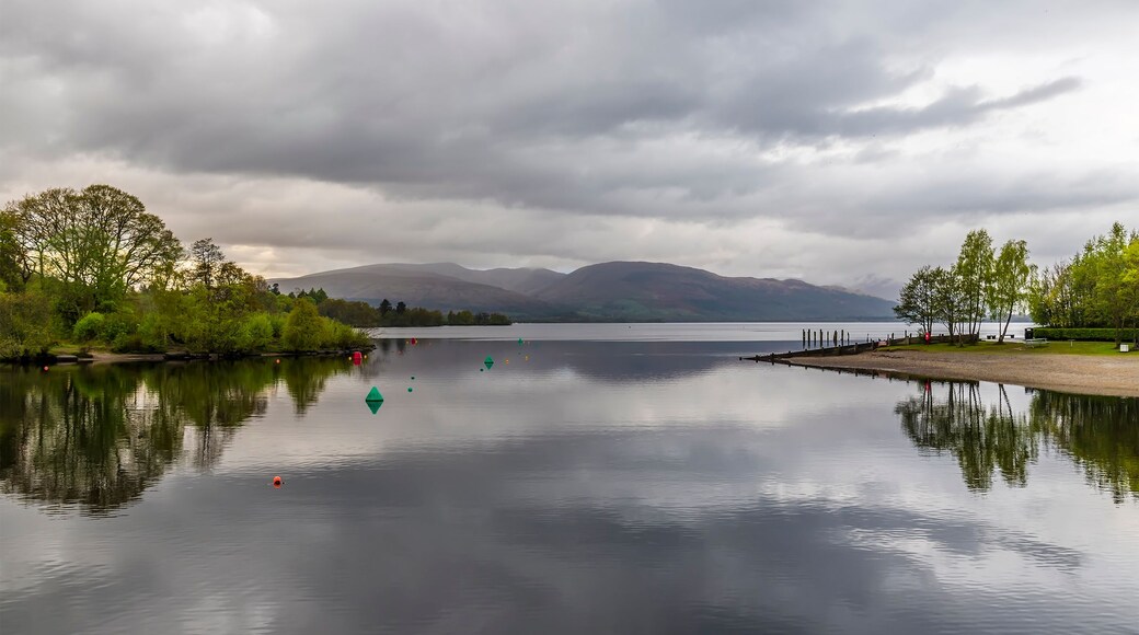 A view from the south of Loch Lomond from the shores in Balloch on a summer evening