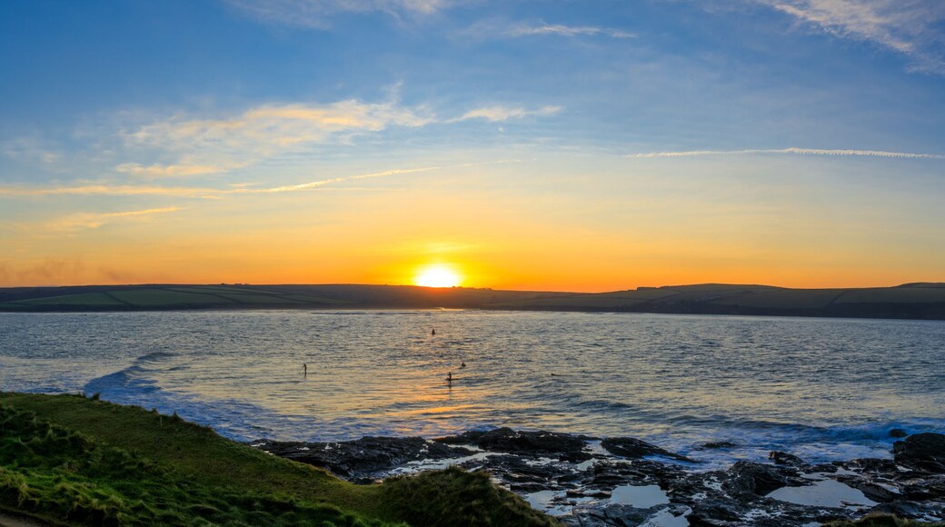 Panoramic View of a Sun Set over Daymer Bay