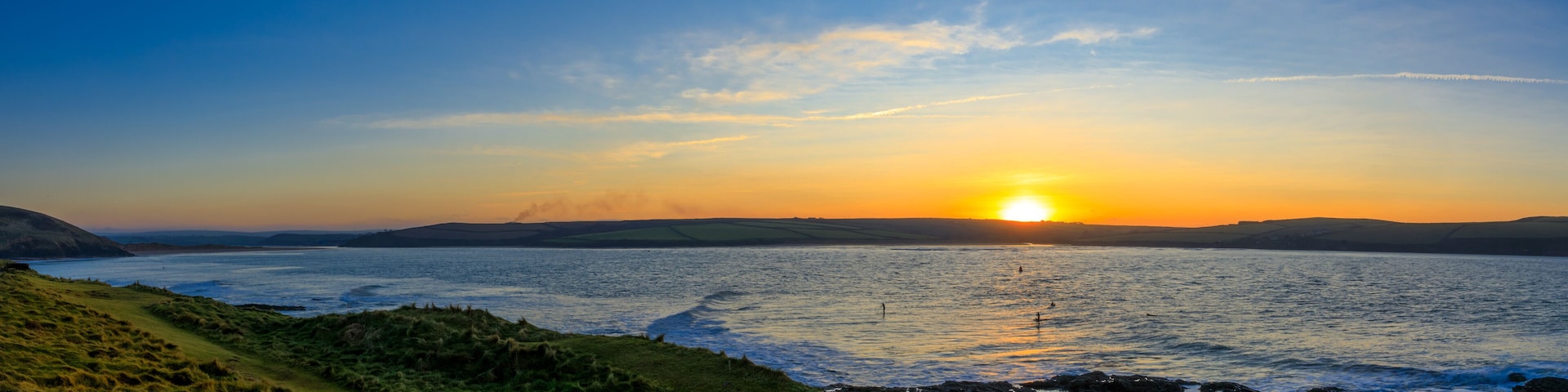 Panoramic View of a Sun Set over Daymer Bay