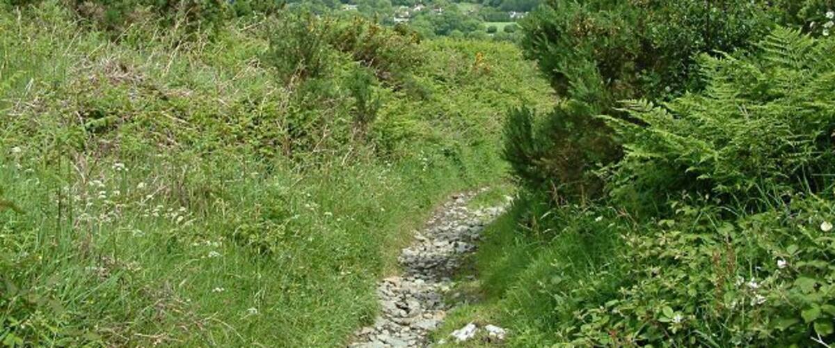 Path near Archallagan - Isle of Man. This greenway leads down from Cornelly to Greeba.