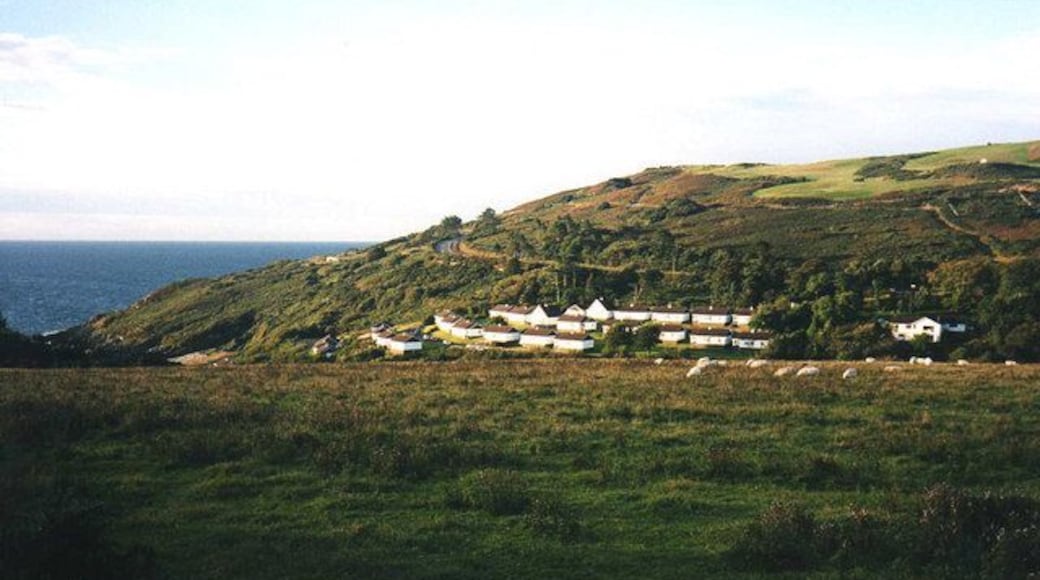 Holiday bungalows at Groudle Glen From the lane looking south, with the King Edward Bay Golf Course on the hill.