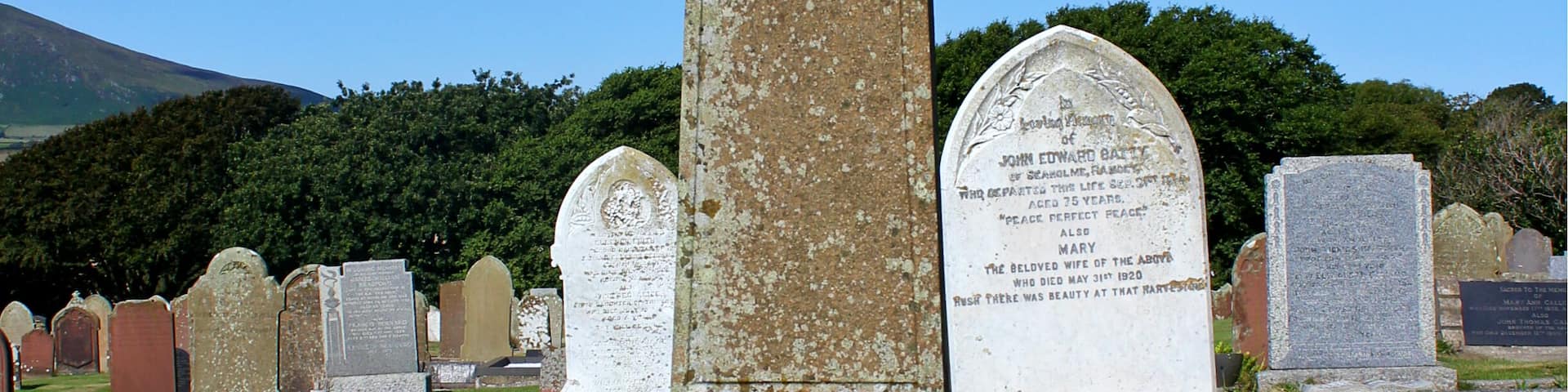 The gravestone of the Manx poet, Kathleen Faragher, and her family