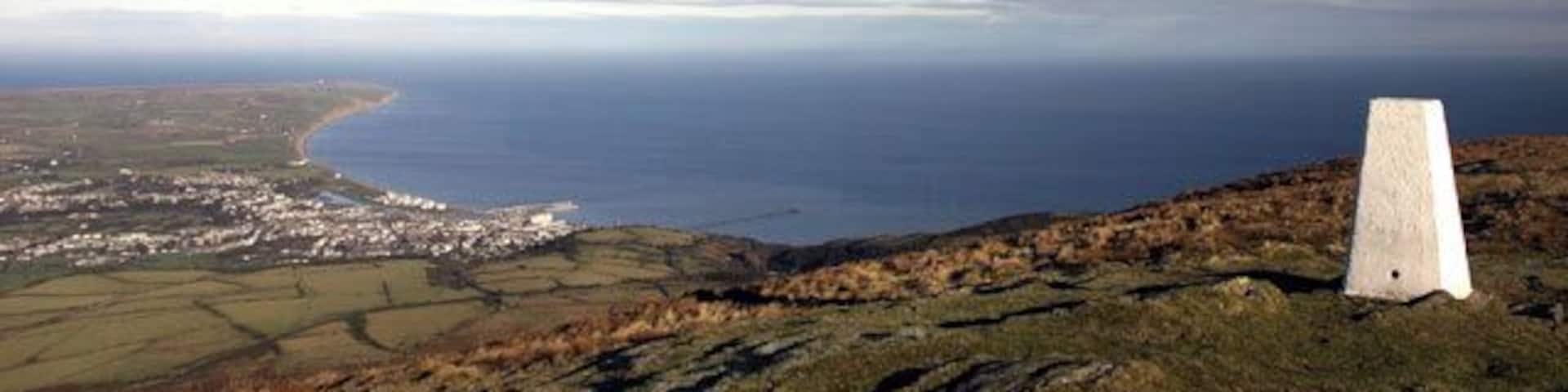 The summit of North Barrule - IOM Looking N to Ramsey and the Point of Ayre, from about 1810 feet.