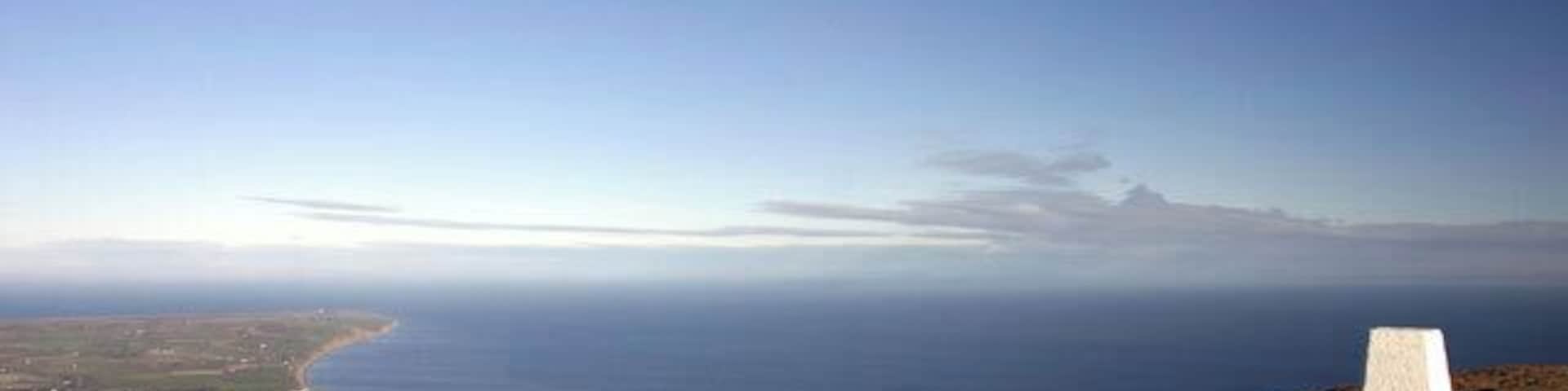 The summit of North Barrule - IOM Looking N to Ramsey and the Point of Ayre, from about 1810 feet.