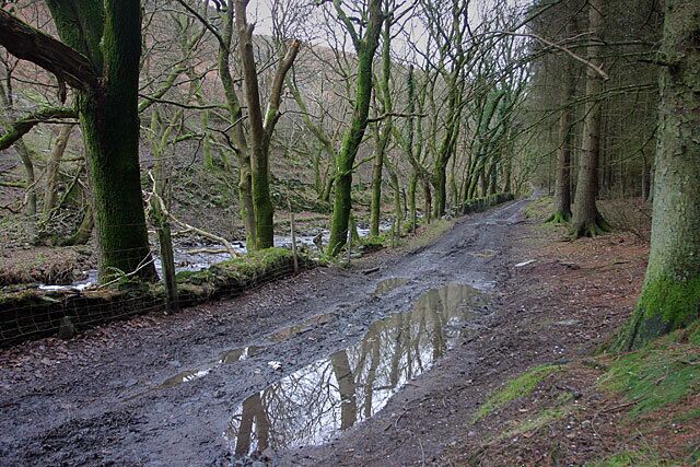 Track in Glen Auldyn. Midwinter conditions.