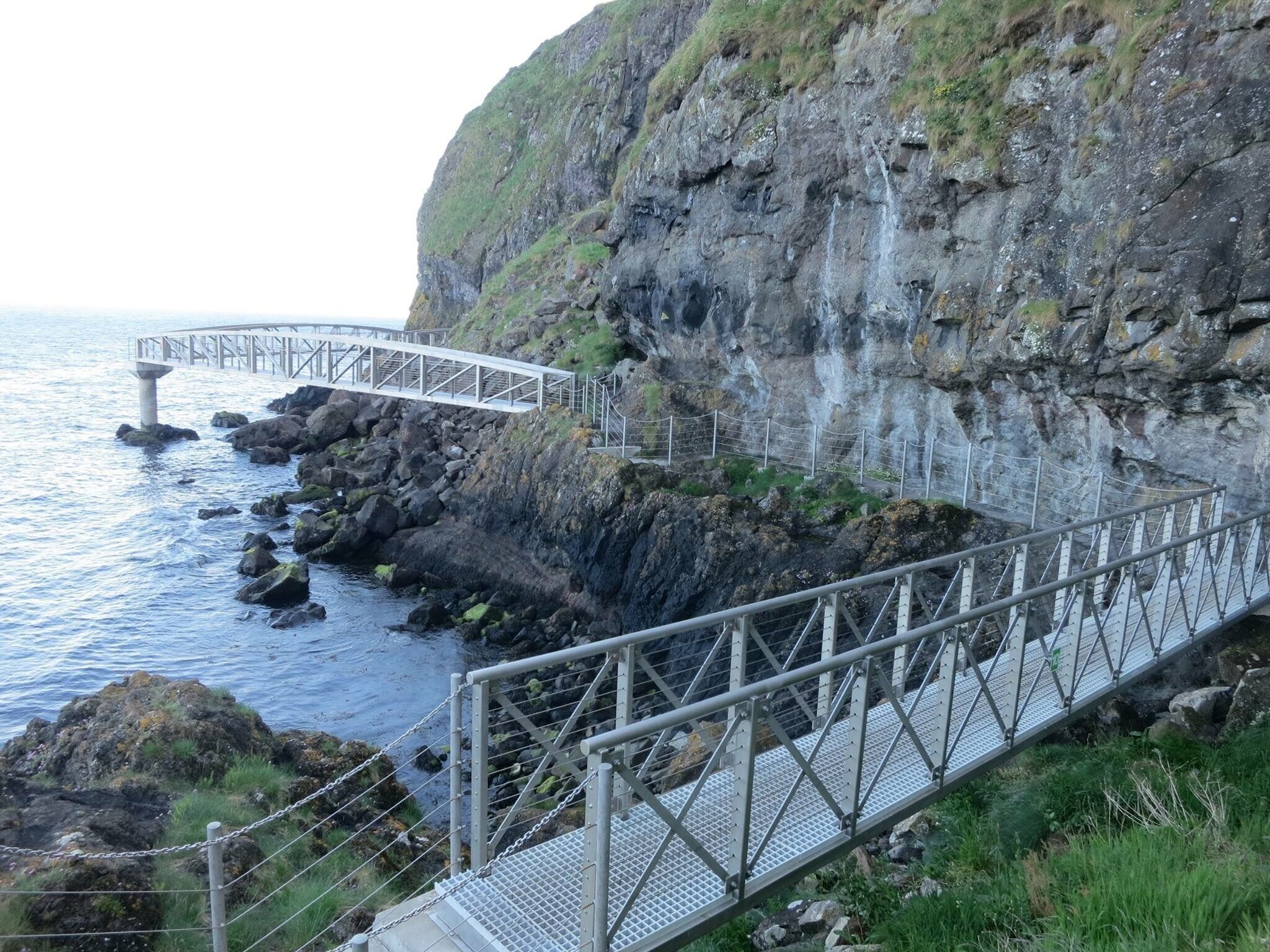 #StunningStructures The Gobbins is a cliff-face path at Islandmagee, County Antrim, Northern Ireland, on the Causeway Coastal Route. It runs across bridges, past caves and through a tunnel, along The Gobbins cliffs are recognised for their rich birdlife, important geology and notable species

The Gobbins was created by an Irish railway engineer called Berkeley Deane Wise. He designed and built the path as a tourist attraction for the Belfast and Northern Counties Railway Company. The path first opened to the public in 1902, with visitors paying 6d to enjoy a ‘perfect marvel of engineering'. The Gobbins drew worldwide acclaim, with newspapers declaring that 'the varied beauty of this cliff path baffles all description'.