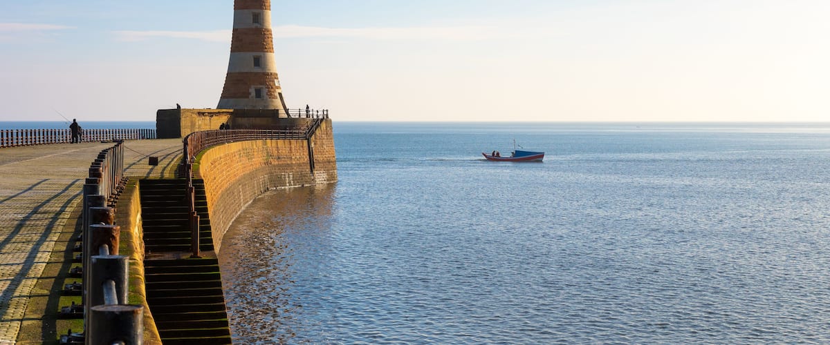 Roker Lighthouse on the North Pier, Sunderland, UK; Shutterstock ID 508766458