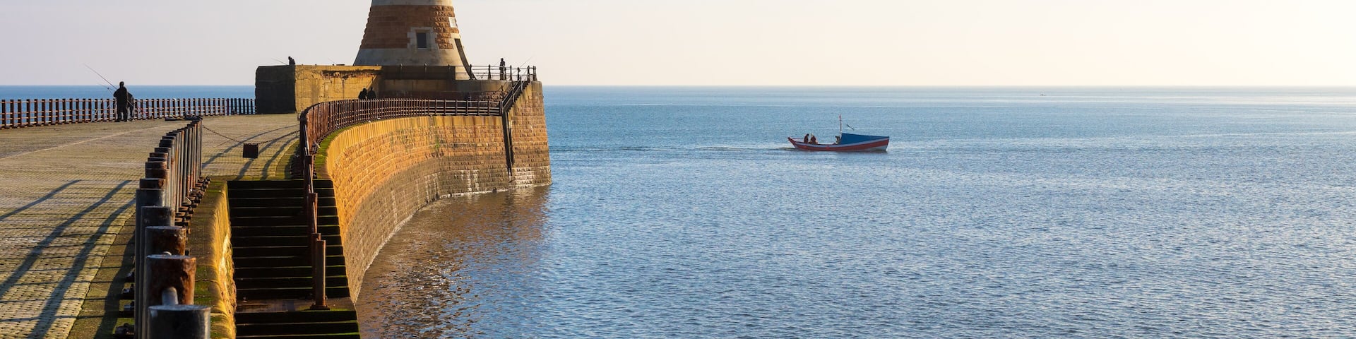 Roker Lighthouse on the North Pier, Sunderland, UK; Shutterstock ID 508766458