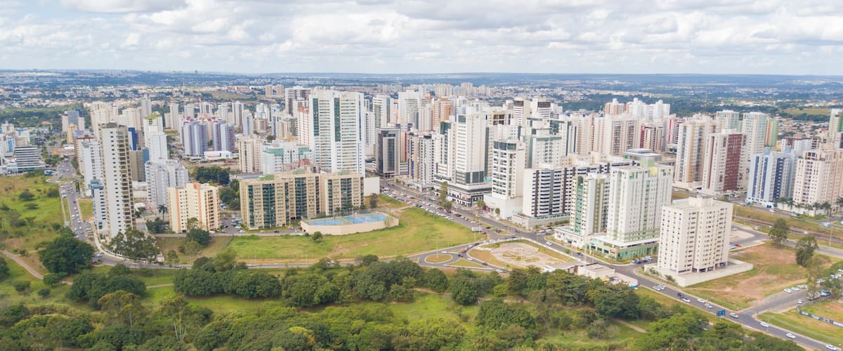 Aerial view of Clean Water city (Águas Claras) in Brasilia, Brazil.