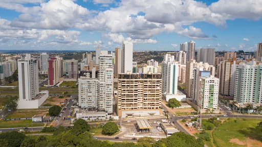 Aerial view of Clean Water city (Águas Claras) in Brasilia, Brazil.