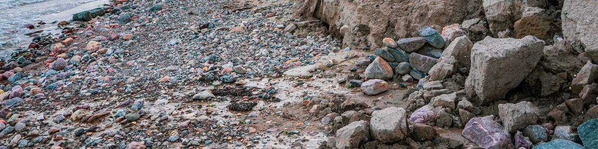 Steep coast in the Baltic Sea on the beach of Schönhagen, Germany.