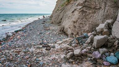 Steep coast in the Baltic Sea on the beach of Schönhagen, Germany.