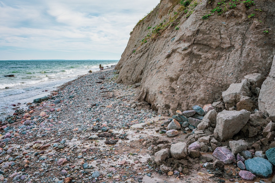 Steep coast in the Baltic Sea on the beach of Schönhagen, Germany.