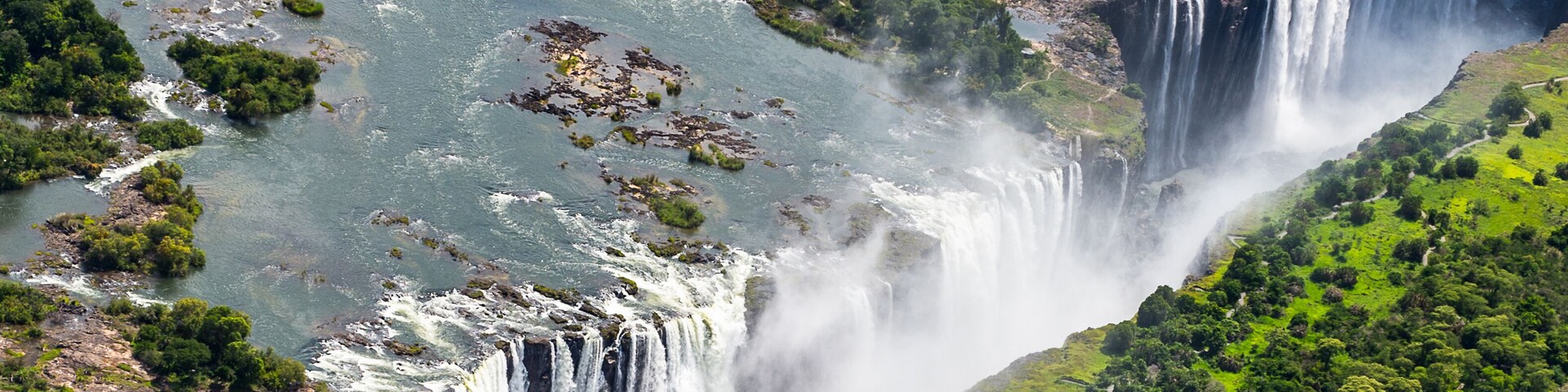Amazing air view of the Victoria Falls, Zambia and Zimbabwe. UNESCO World Heritage, Shutterstock ID 372059620, Purchase Order: -