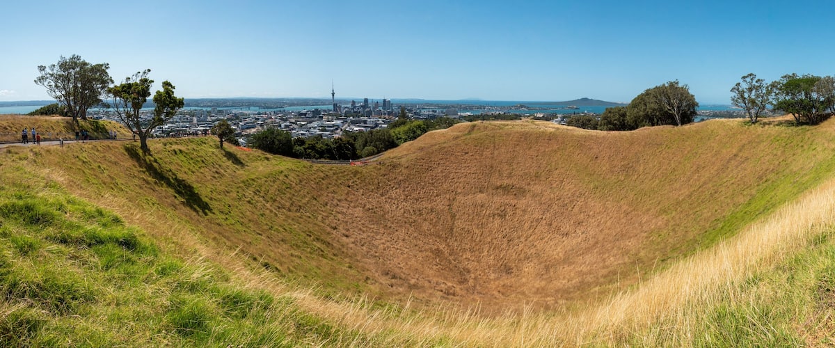 View on Auckland Central Business District from Mount Eden Volcanic Park