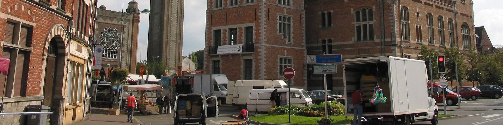 Comines, Nord (France), the church of St. Chrysole (1925), the town hall and the belfry (1927 - Architect: Louis-Marie Cordonnier.