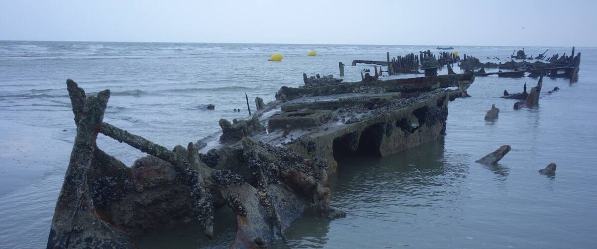 Remains of the British steamer âHMS Devoniaâ on the beach of Zuydcoote (near Dunkirk), a reminder of the WWII Dunkirk evacuation in 1940. The Devonia came under air attack and after an explosion caused serious leaks astern, the commanding officer was instructed to beach the vessel as far inshore as possible in the hope that she could be used as a jetty and boarding point by the troops.
The shipwrecks on the beach of Zuydcoote can only be seen at spring tides. This shot was taken during low tide on April 1st, 2018 #BeachTips! #BVSBlue #LocalSecrets #History