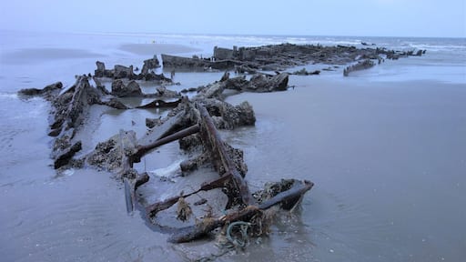 At first sight it may seem a heap of scrap metal, but in fact these are the stripped remains of the British steamer âH.M.S.Crested Eagleâ on the beach of Zuydcoote (near Dunkirk). The wreck is a tragic reminder of the WWII Dunkirk evacuation: operation Dynamo. The Crested Eagle run aground on May 29, 1940 after being attacked by German dive bombers and set on fire, killing 300 soldiers and crew.
Operation Dynamo: between the 27th of May and the 4th of June of 1940, some 338.000 mainly British, but also French and Belgian troops were evacuated from the beaches as they fled a German advance towards the coast. The rescue was regarded as a success but there were also around 90,000 killed, wounded or taken prisoner. During the operation 243 ships were sunk and the RAF lost 106 aircraft.
The shipwrecks on the beach of Zuydcoote can only be seen at spring tides. This shot was taken during low tide on April 1st, 2018 #BeachTips! #BVSBlue #LocalSecrets #Trovember #History