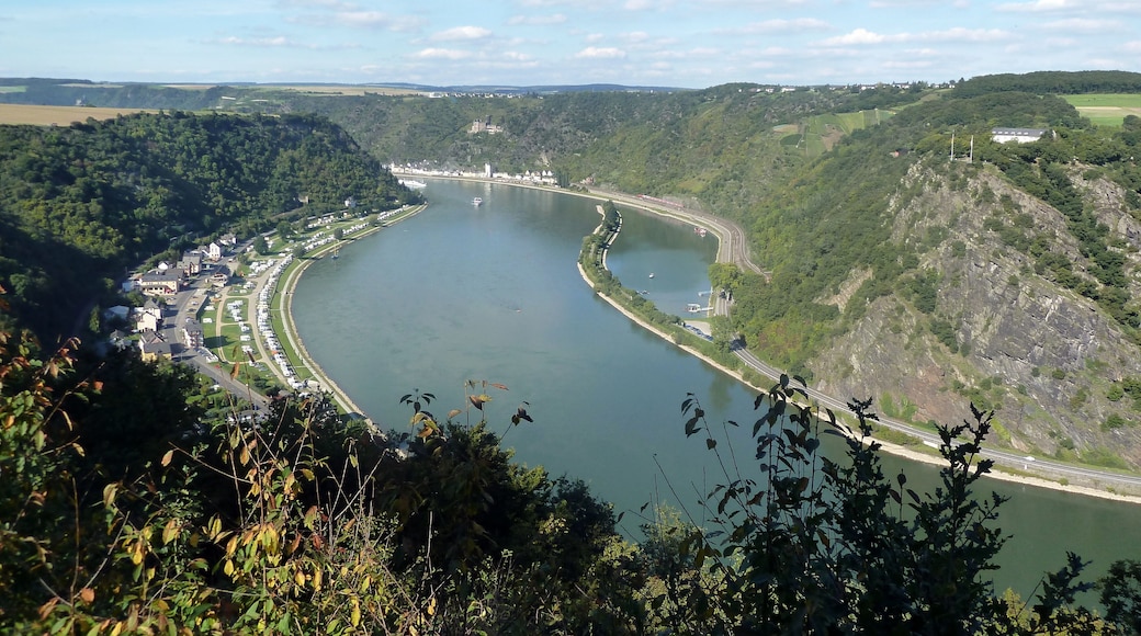 Aussicht vom Loreleyblick Maria Ruh auf das Rheintal mit der Loreley
