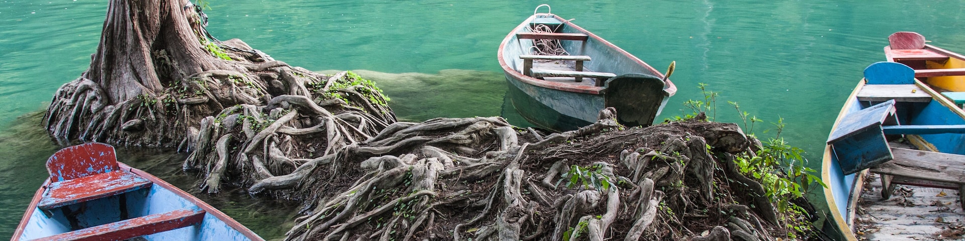 boats in Los Micos, National Park in San Luis Potosi, Mexico