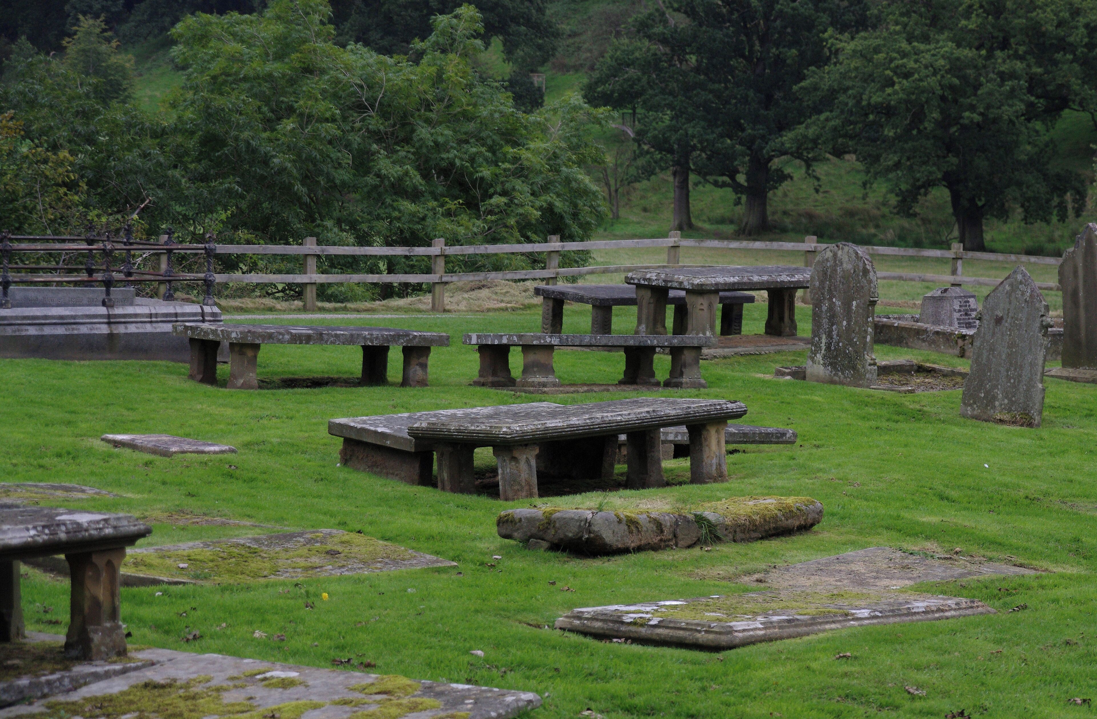 The graveyard at Bolton Abbey, Yorkshire.