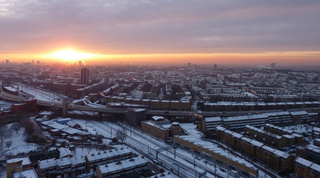 London covered with snow. (And yes, that's Battersea Power Station of Pink Floyd fame you can see on the horizon). Photograph is taken from Trellick Tower