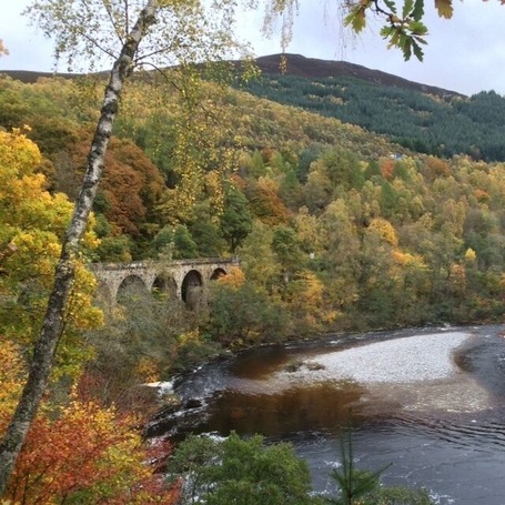 Killiecrankie pass. The bridge carries the Perth to Inverness railway line.