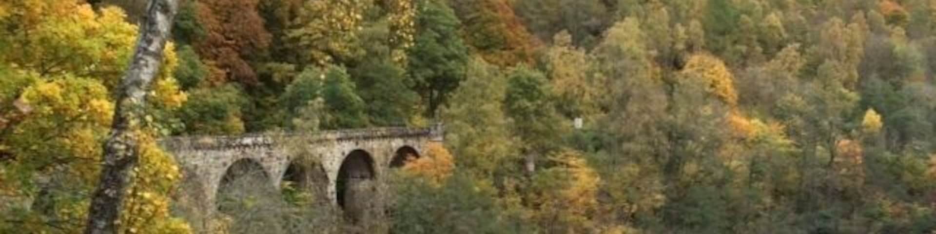 Killiecrankie pass. The bridge carries the Perth to Inverness railway line.