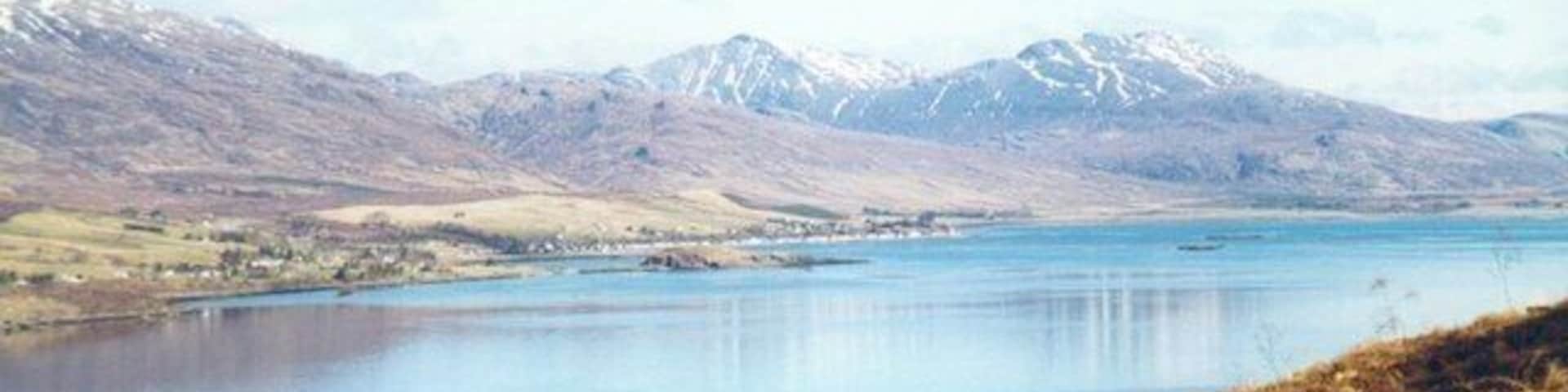 Loch Carron & Slumbay Island Looking across the sea loch from the south shore on a bright spring day.