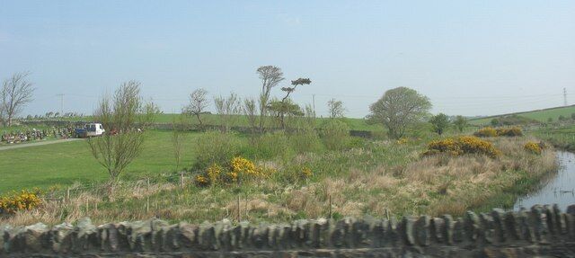 Stream, wetland, hill and cemetery on the eastern outskirts of Valley