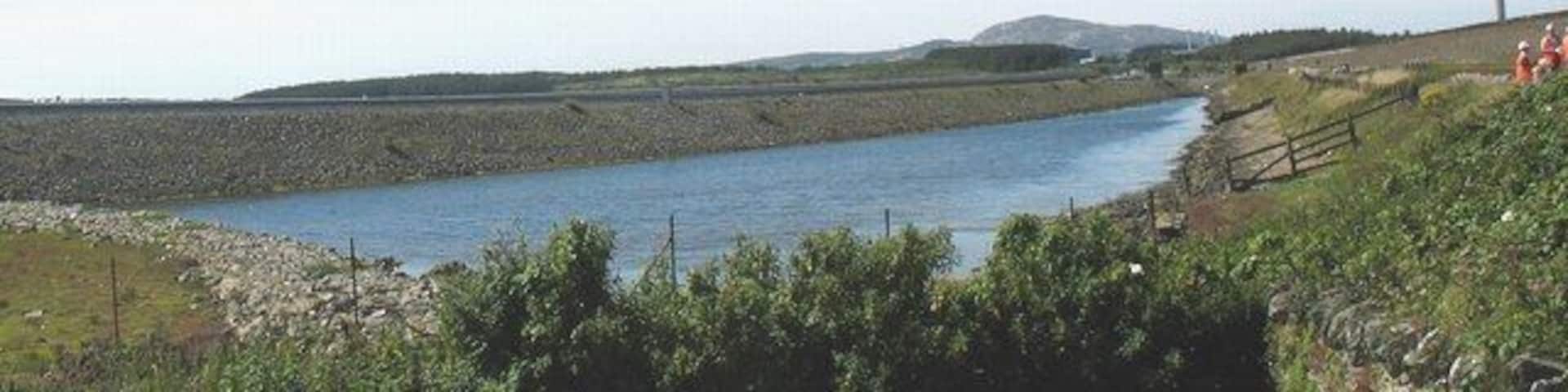 The A55 embankment, an isolated section of the Inland Sea, and the Stanley Embankment