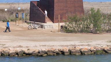 A large wooden structure with a staircase leading to a platform.