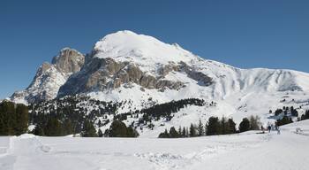 Montanha coberta de neve com céu limpo.