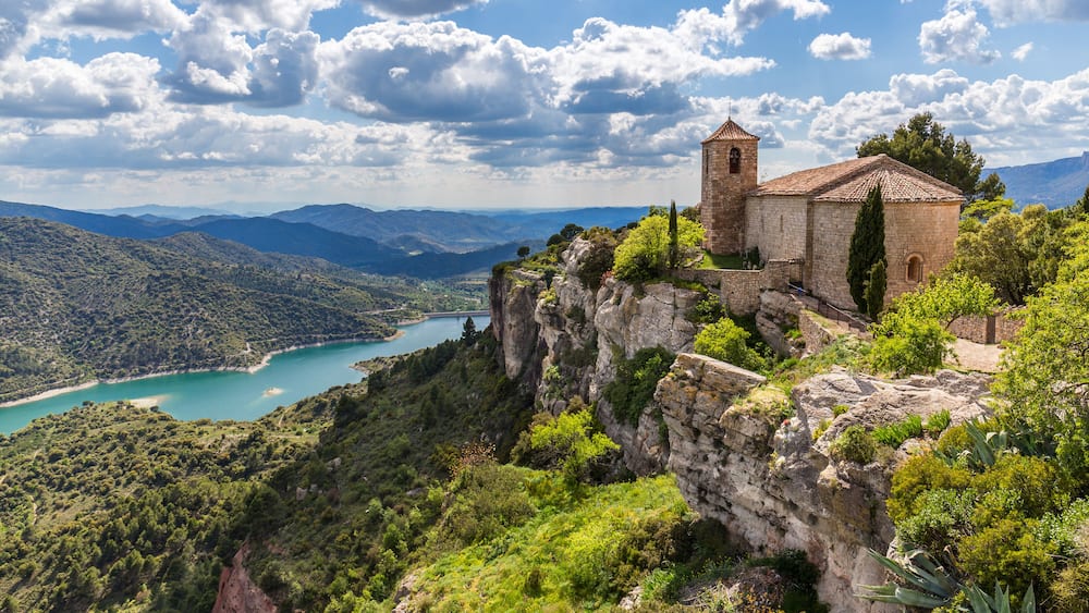 View of the Romanesque church of Santa Maria de Siurana in Catal